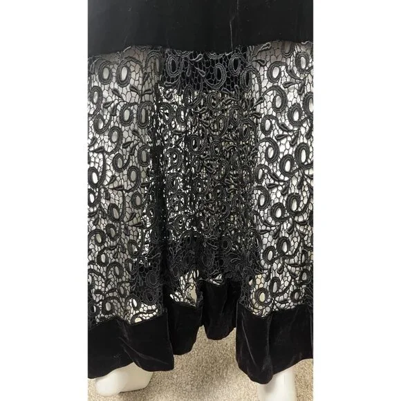 VINTAGE JESSICA MCCLINTOCK VELVET AND LACE STEVIE NICKS DRESS 6 - Picture 2 of 9